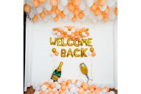 White And Peach Theme Welcome Back Decor For Your Special Occasions In