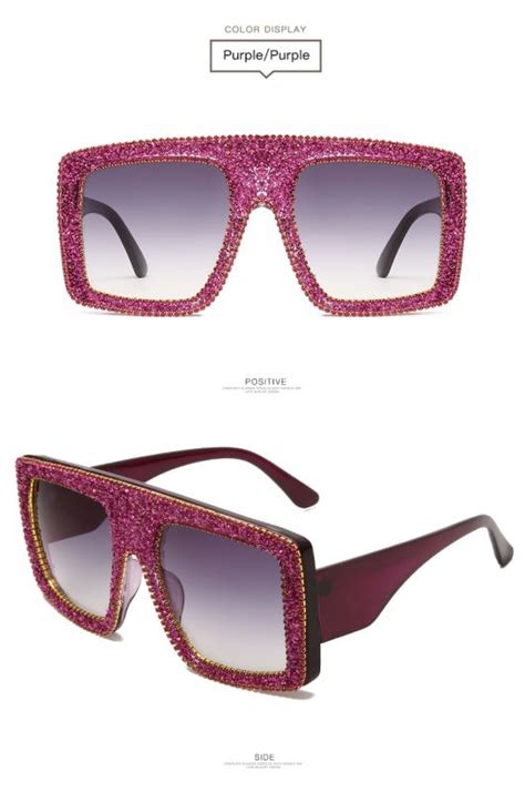 luxury bling rhinestone oversize boxy square sunglasses