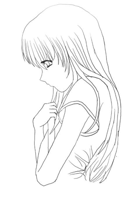Anime Girl Side Lineart By Death By Manga On Deviantart