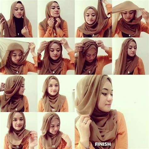 tutorial hijab fashion style simple pashmina mari berhijab