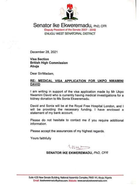 Letter To Uk Embassy Reveals Ekweremadu Sought Visa For Boy To Donate