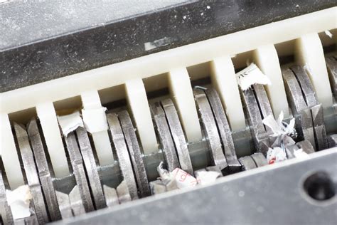 Jammed Shredder Scraps Between Paper Shredder Blades Global Document