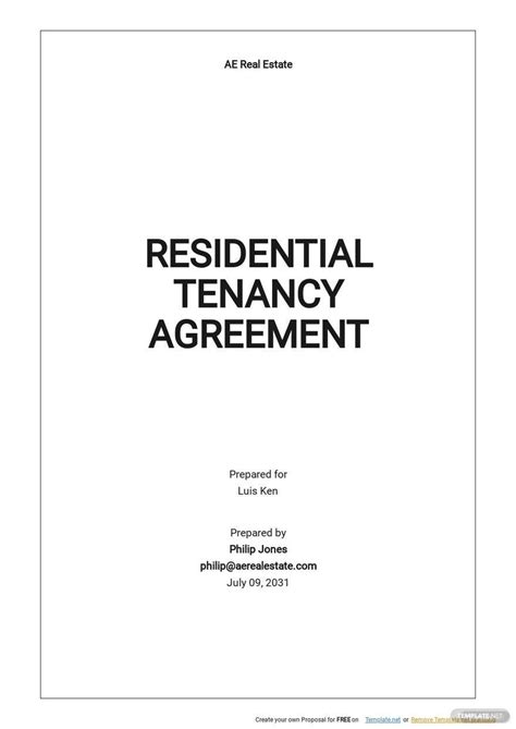 Residential Tenancy Agreement Template Google Docs Word Apple Pages