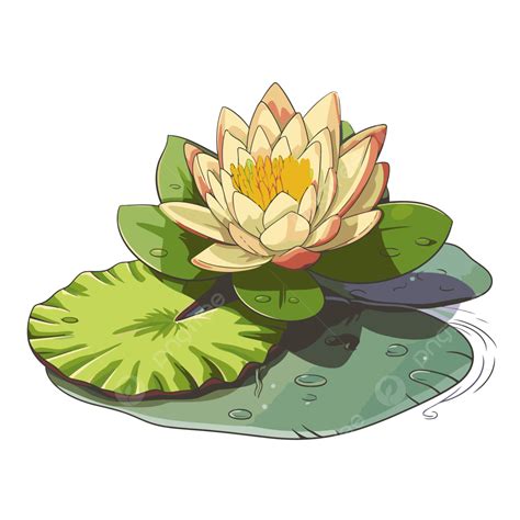 Lily Pad Flower Vector Sticker Clipart Cartoon Water Lily Is Sitting