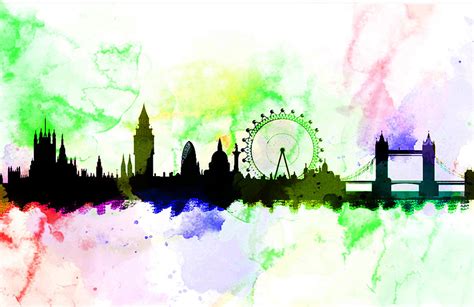 London England Skyline Watercolor Painting By Enki Art Fine Art America