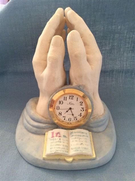 Praying Hands Figurine Time To Pray Statuette With Clock Etsy