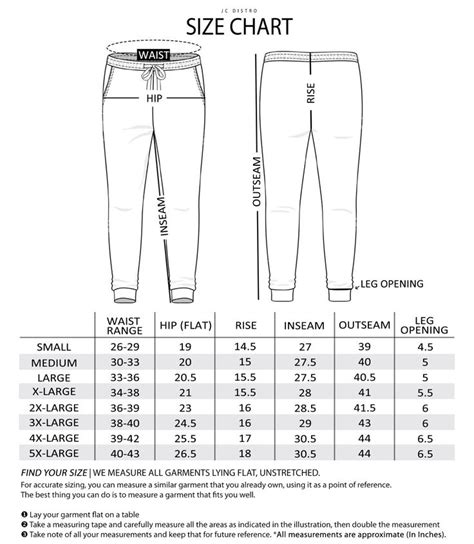 Mens Medium Sweatpants Size Chart