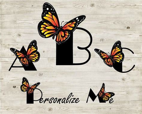 Butterfly Monogram Svg Alphabet Butterfly Alphabet Monogram Etsy