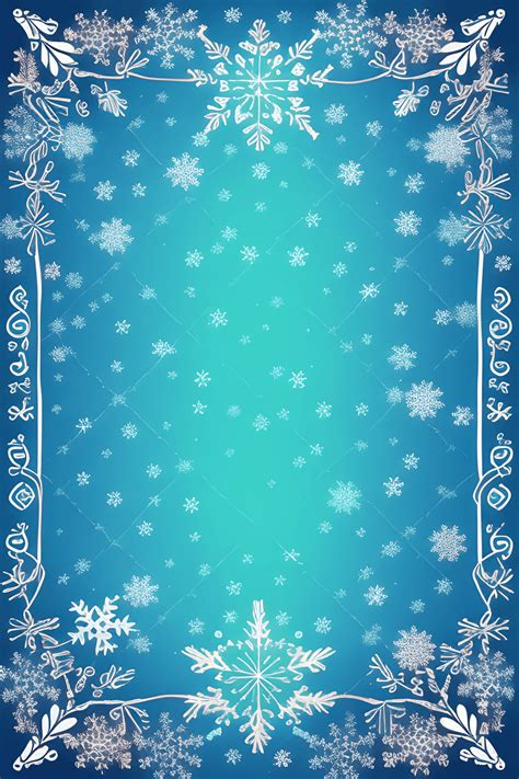 Christmas Frame Blue Gradient Background Digital Water Color Intricate