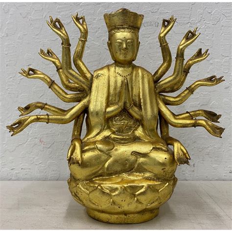 Gilded Cast Bronze Buddha With Multiple Arms Early To Mid 20th C