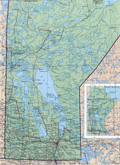 Manitoba Detailed Geographic Mapfree Printable Geographic Map Manitoba