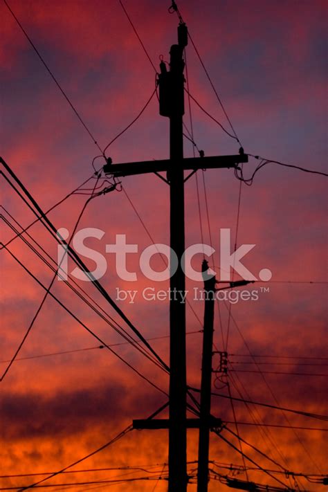 Telephone Poles And Wires Sunset