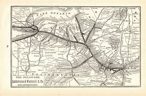 1913 Antique Delaware Lackawanna And Western Railroad Map Vintage