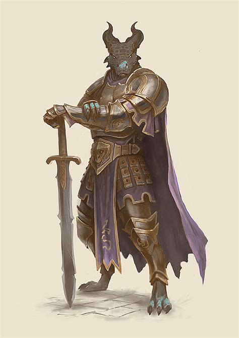 Male Blue Dragonborn Paladin Fantasy Character Art Rpg Character