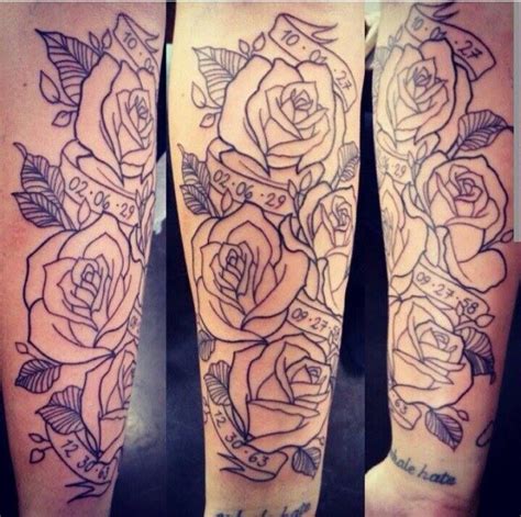 New Tatty Roses Parentsgrandparents Birth Dates Outline Forearm
