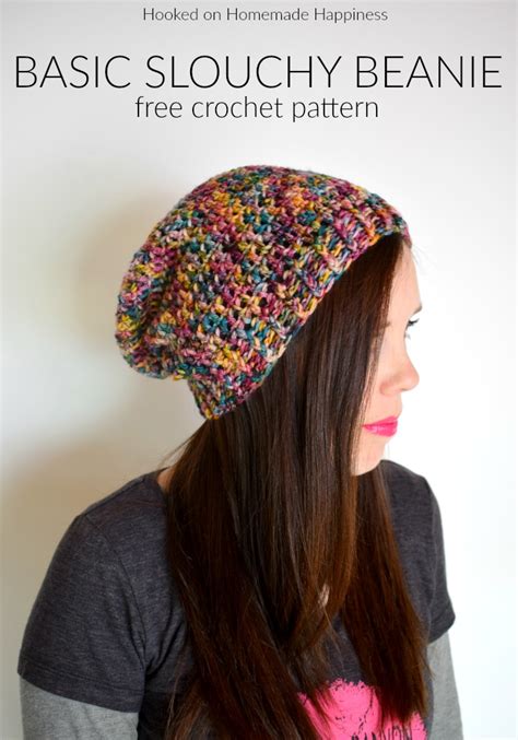 Basic Slouchy Beanie Crochet Pattern Hooked On Homemade Happiness