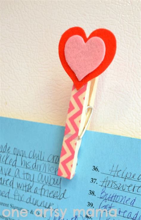 Clothespin Heart Clips Valentine Day Crafts Valentine Crafts