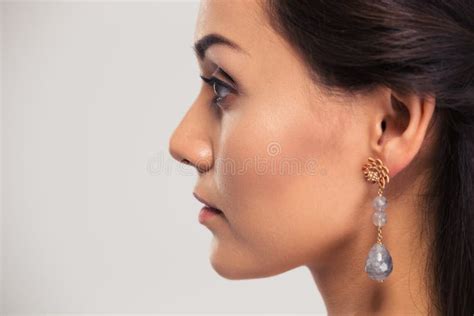 Side View Portrait Of A Beautiful Woman Stock Photo Image Of Looking