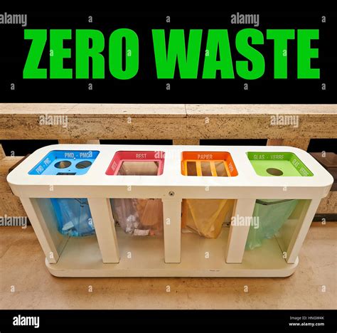 Zero Waste Concept Four Color Trash Cans Garbage Bin Stock Photo Alamy