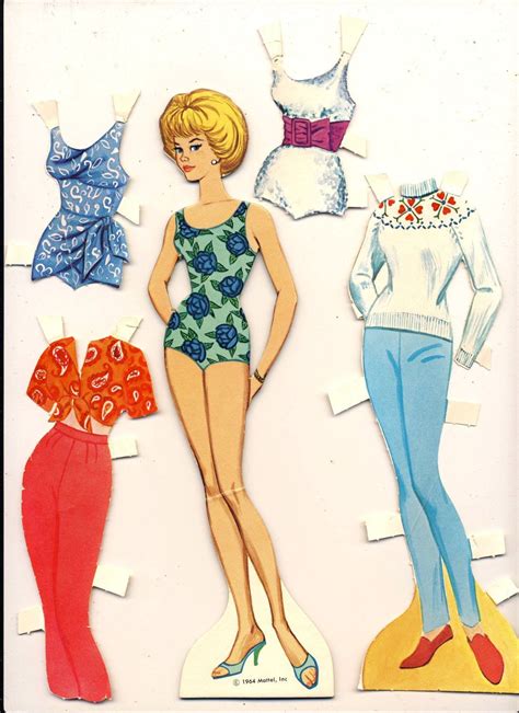 Barbie Paper Doll And Clothes Mattel Vintage 1964 By Lindapaloma Paper