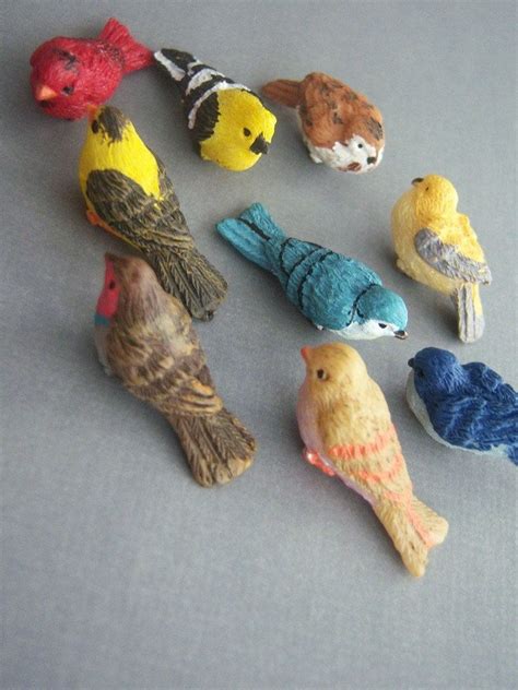 Birds 5 Pcs Pretty Acrylic Miniature Birds 23x10mm Assorted Colors