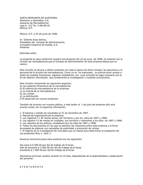 Ejemplo Propuesta De Servicios Profesionales De Auditoria Ejemplo Images