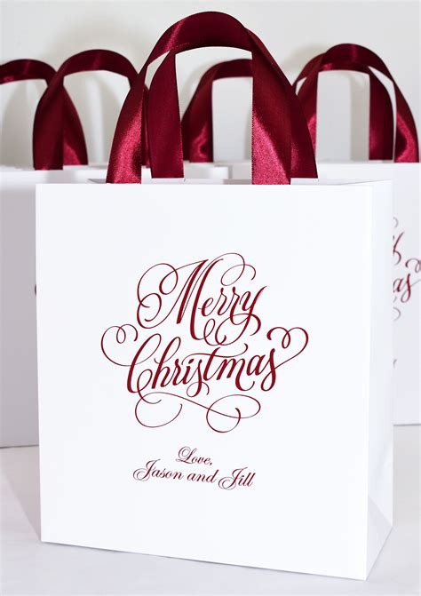 30 Merry Christmas T Bags Holiday Bag With Burgundy Satin Ribbon