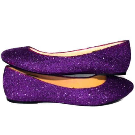 Sparkly Plum Purple Glitter Ballet Flats Wedding Bride Bridesmaid Shoe