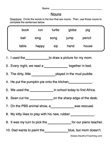 Free Printable Fill In The Blank Worksheets