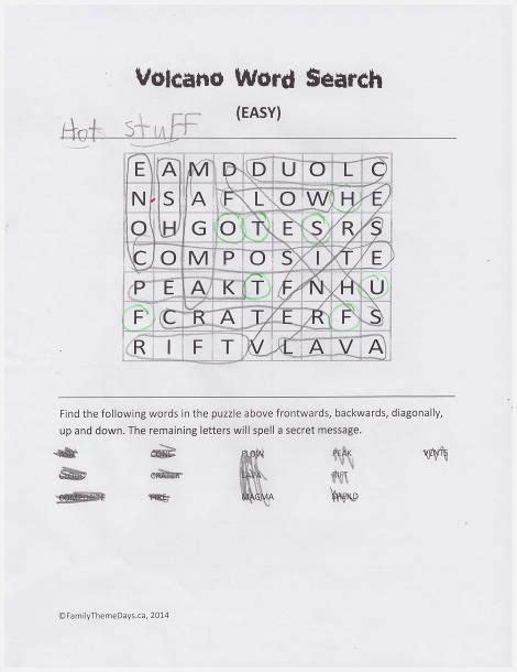 Volcano Theme Day Theme Days Volcano Difficult Word Search