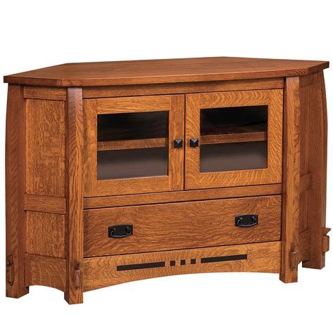 A standard simple corner long gun cabinet with two. Colebrook Corner Amish TV Cabinet - Amish Furniture ...