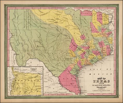 Map Of Texas From The Most Recent Authorities 1845 Republic Of