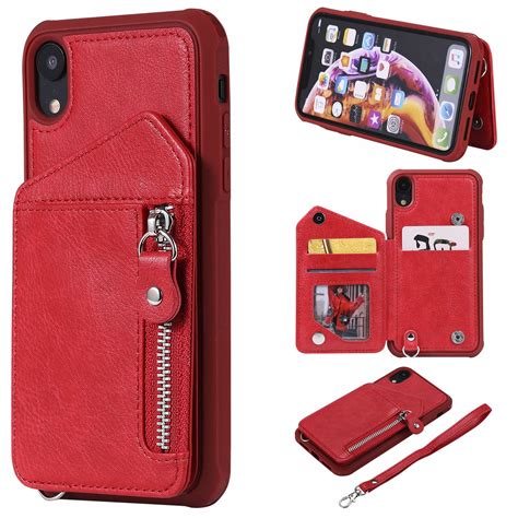 Iphone Xr Case Dteck Pu Leather Zipper Wallet Back Kickstand Case