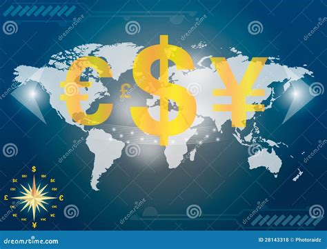 Major Currencies On World Map Stock Vector Illustration Of Credit