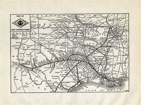 1941 Antique Texas And Pacific Railway Map T And P Railroad System Map