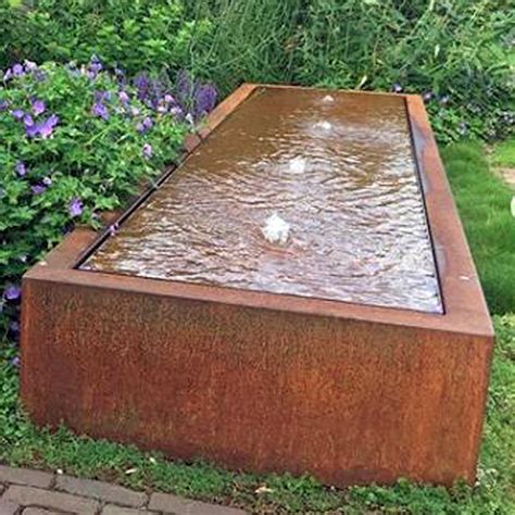 Adezz Corten Steel Water Table L400cm X D100cm X H40cm 4 Fountains