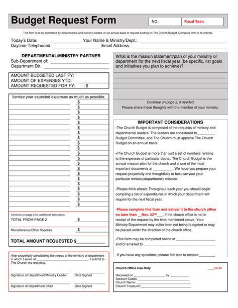 Church Budget Request Form Fill Out Sign Online And Download Pdf