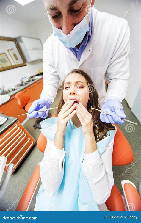 Young Woman At The Dentist Stock Image Image Of Examine 80479559