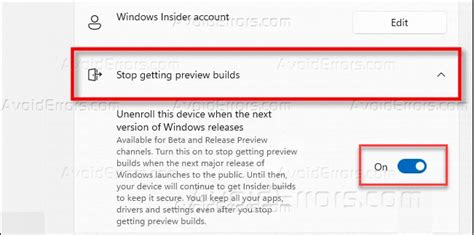 How To Switch From Insider To Stable Builds Of Windows 11 Avoiderrors