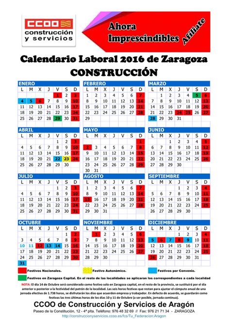 Calendario Laboral 2022 De La Construcción 2022 Spain