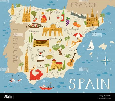 Mapa De Espana Ilustracion Vectorial Con Las Ciudades Y Provincias Images