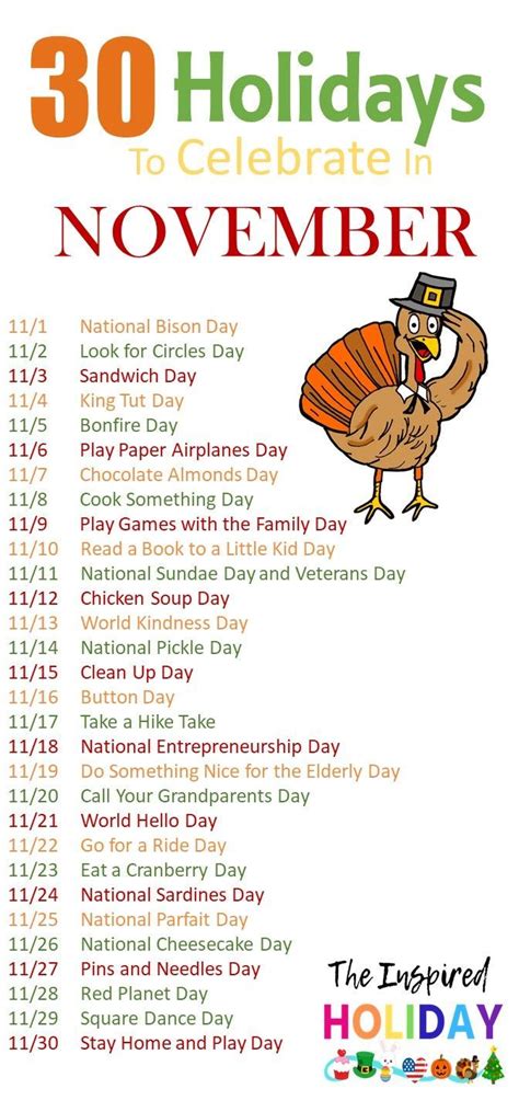 November National Day Calendar Visual School Calendars Planner