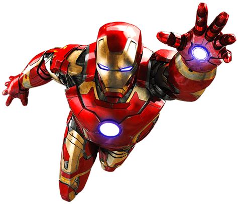 An Iron Man Flying Through The Air With His Hands Out And Eyes Glowing