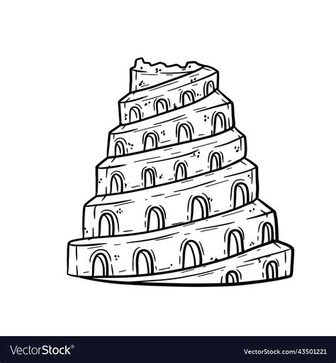 Tower Of Babel Ancient City Babylon Royalty Free Vector