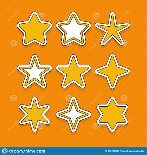 Set Of Stars In Style Cartoon Collection Of Stars Icon Elements For