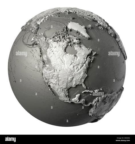 Globe Model With Detailed Topography Without Water North America 3d