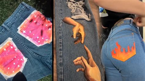 Easy Painting On Jeans 😍 Creative Ideas From Tiktok 1 Youtube