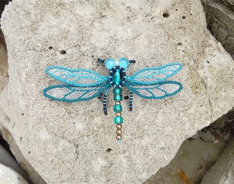 Turquoise And Teal Dragonfly Brooch Nature Inspired Insect Etsy