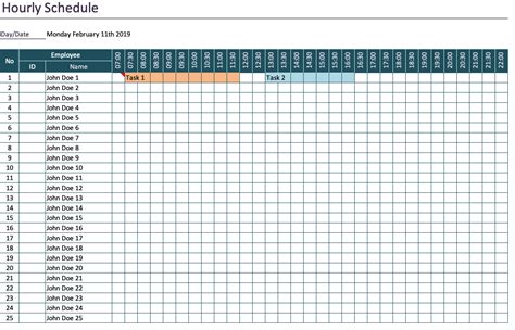Hourly Work Schedule Template Excel Doctemplates