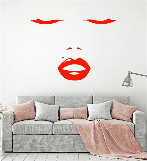 Vinyl Wall Decal Beautiful Girl Face Sexy Lips Makeup Artist Stickers